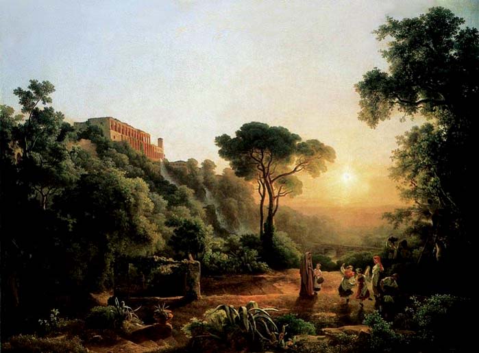 Karoly Marko the Elder Landscape near Tivoli with Vintager Scens